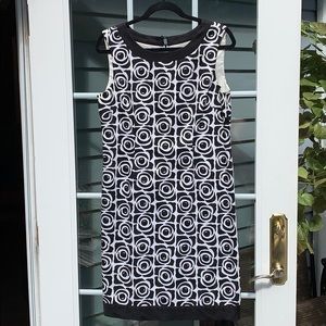 Tahari black and white print dress